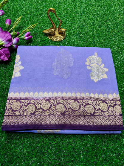 LAVENDER KHADDI  GEORGETTE SAREE