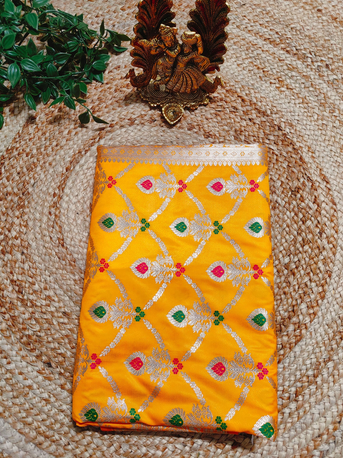 YELLOW MASHRU KATAN SILK SAREE