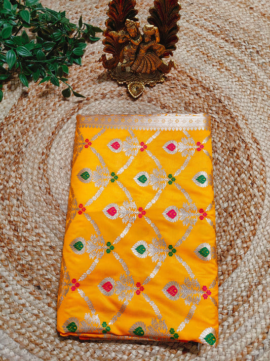 YELLOW MASHRU KATAN SILK SAREE
