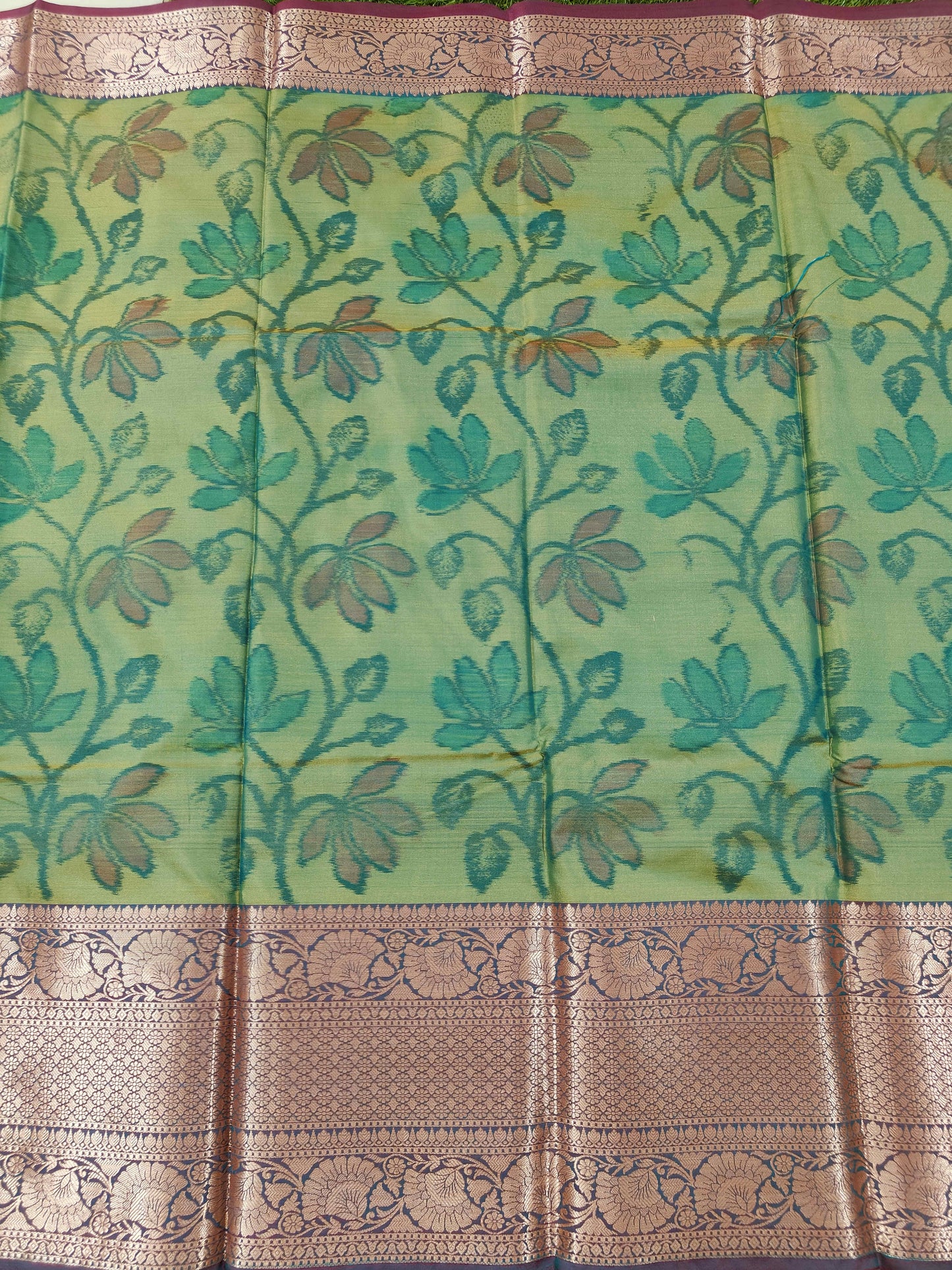 LIGHT GREEN SOFT SILK DIGITAL WEAVING PRINTED SAREE