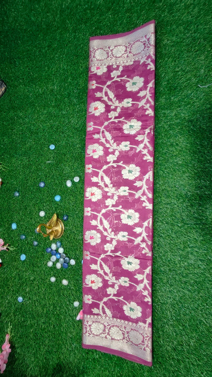 LILAC SEMI GEORGETTE ZARI ZAAL SAREE