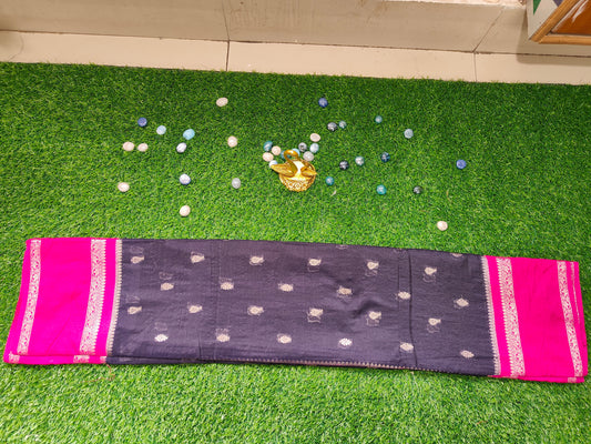 BLACK GADHWAL BORDER GAJI SILK SAREE