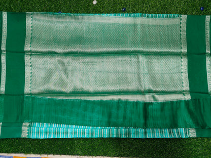 GREEN  GARHWAL BORDER TIE DYED SAREE