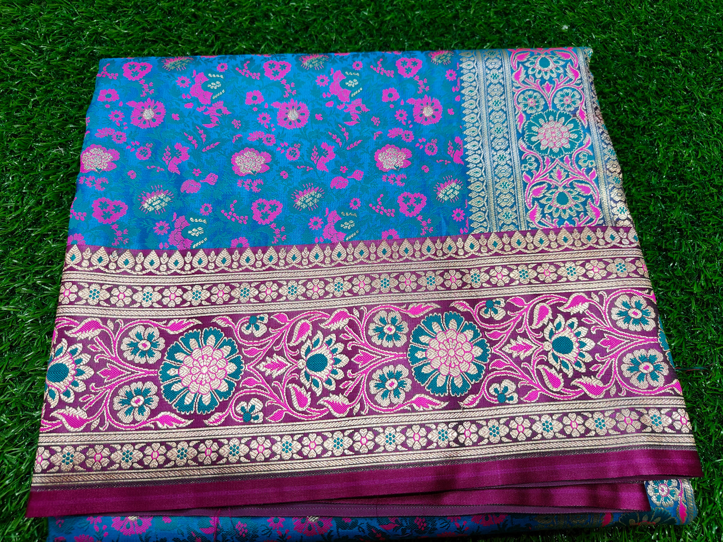 BLUE JAMAWAR SILK SAREE