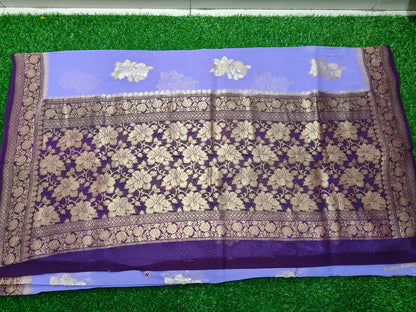 LAVENDER KHADDI  GEORGETTE SAREE
