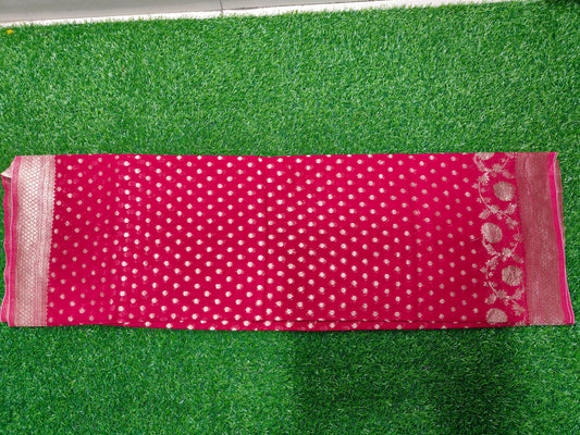 RED KHADDI GEORGETTE SILK SAREE
