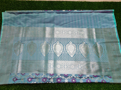 POWDER BLUE MASHRU KATAN SILK SAREE