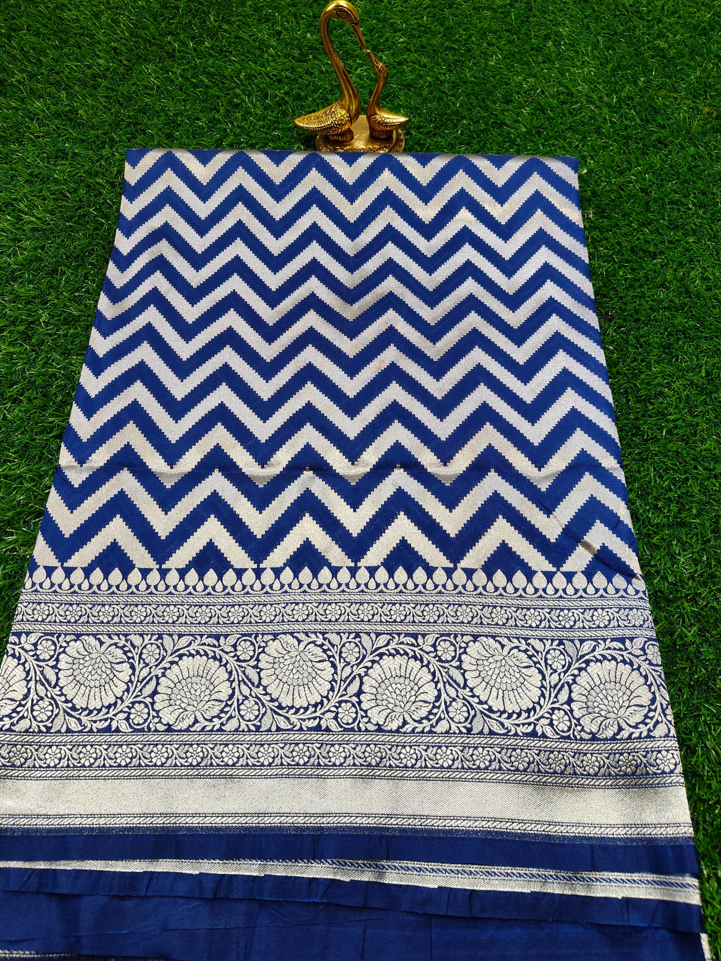NEVY BLUE SEMI KATAN SILVER ZARI