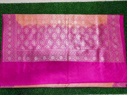 ORANGE SEMI KATAN SILK ADDA RESHAM WEAVE