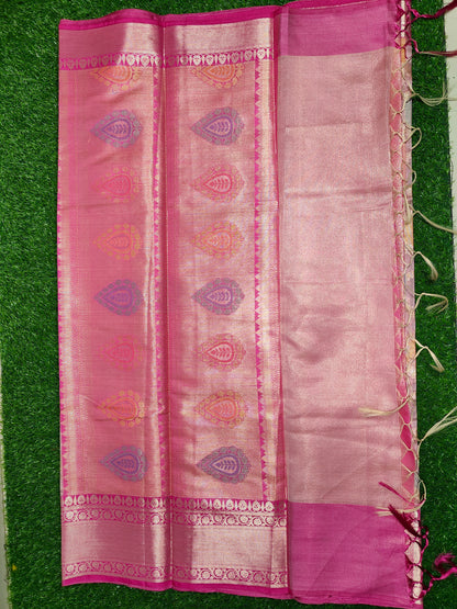 PINK RANGKAT KORA ORGANZA SILK SAREE