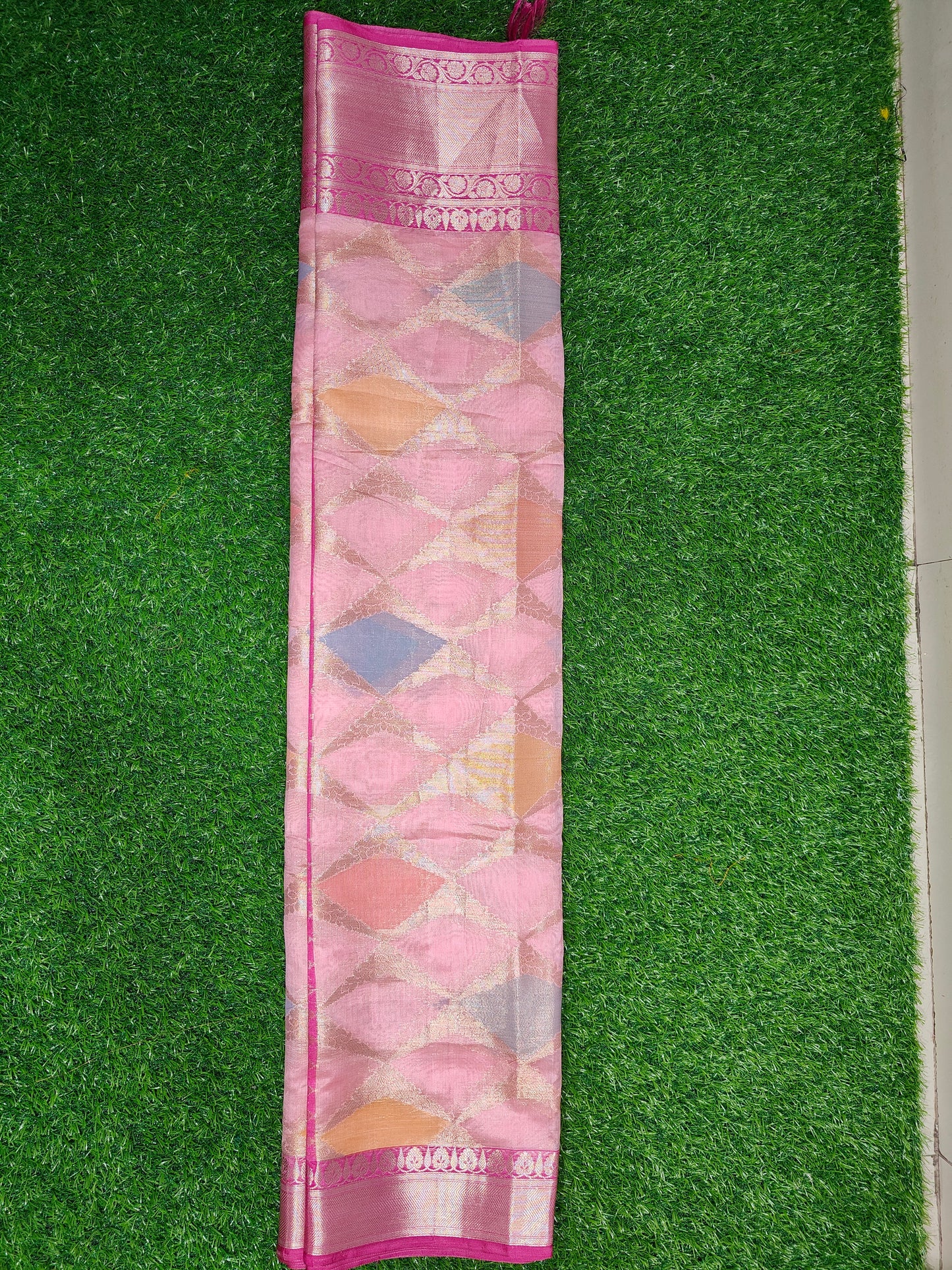 PINK RANGKAT KORA ORGANZA SILK SAREE