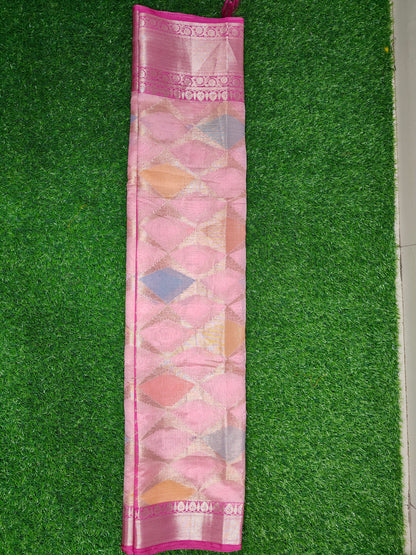 PINK RANGKAT KORA ORGANZA SILK SAREE