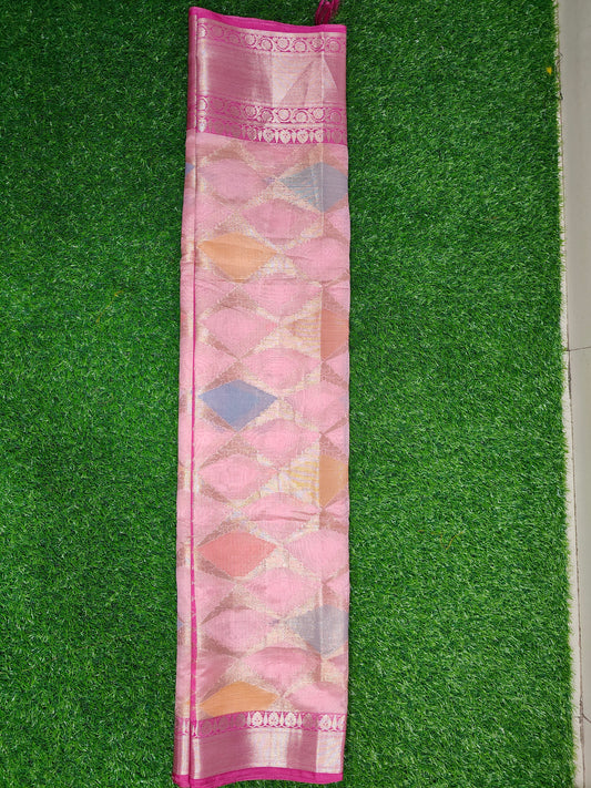 PINK RANGKAT KORA ORGANZA SILK SAREE