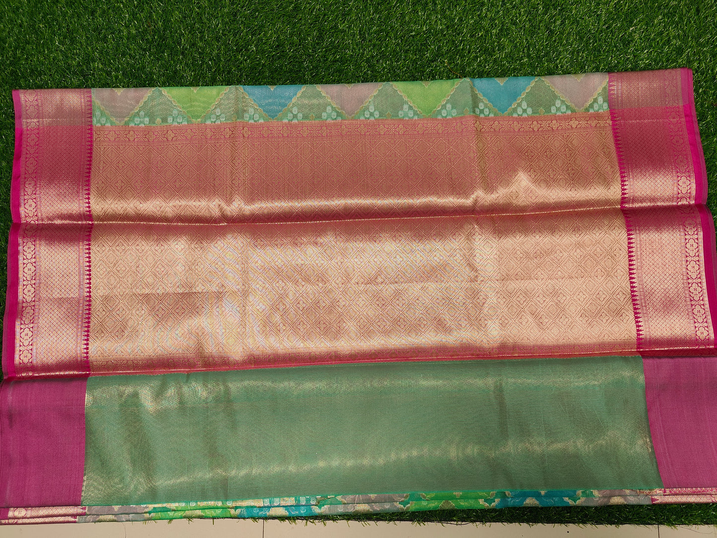GREEN RANGKAT  KORA ORGANZA SILK SAREE