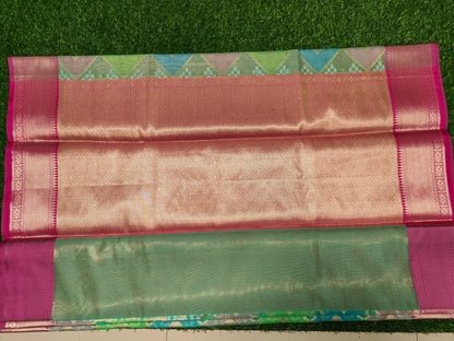 GREEN RANGKAT  KORA ORGANZA SILK SAREE