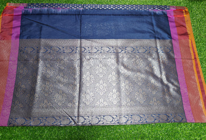 NAVY BLUE COPPER ZARI SILK SAREE