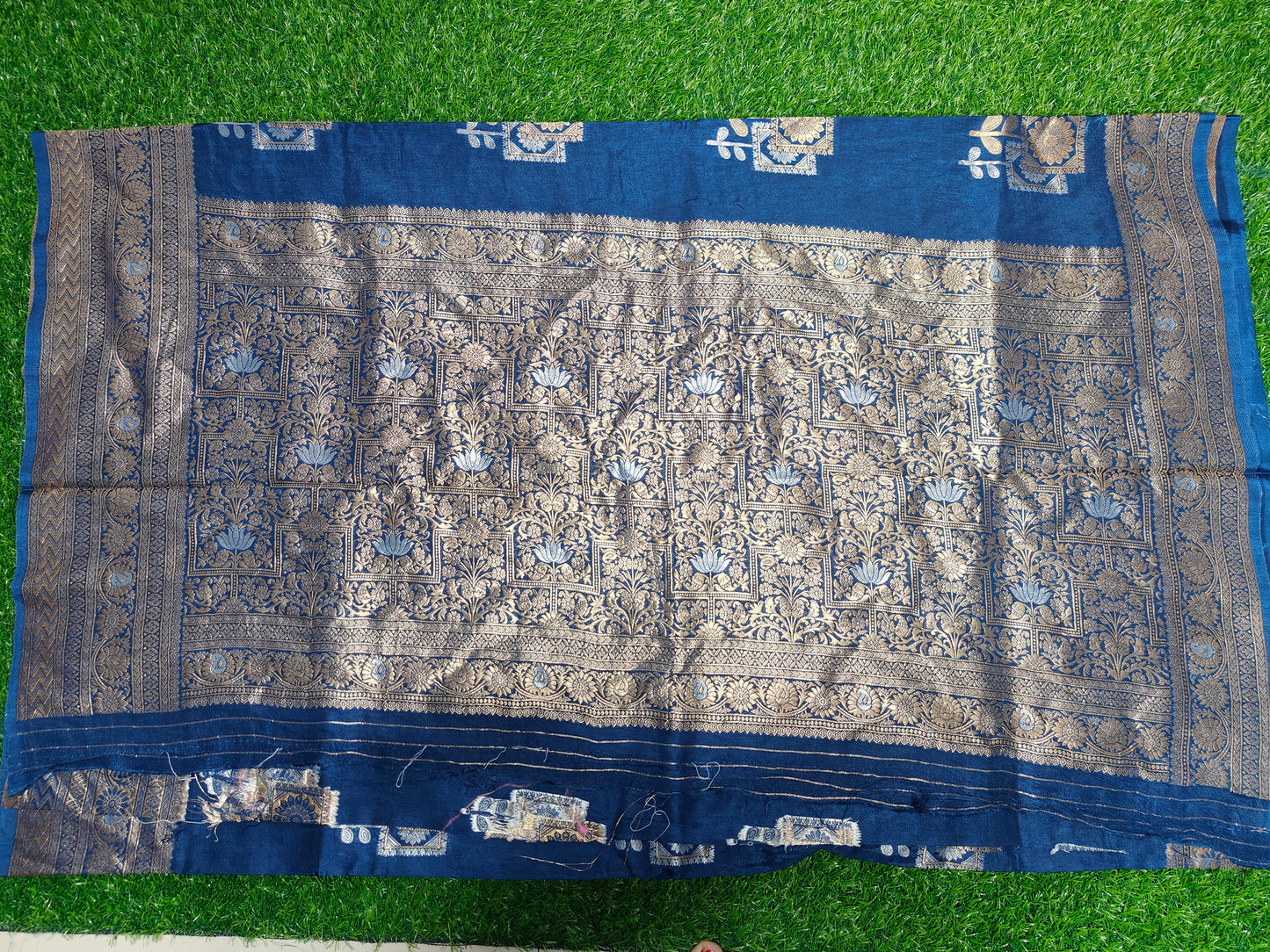 NAVY BLUE MOONGA SILK SAREE