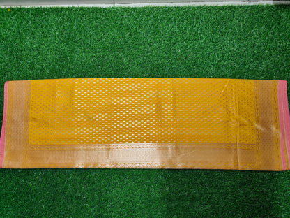 YELLOW SEMI KATAN SILK SAREE TILFI WORK