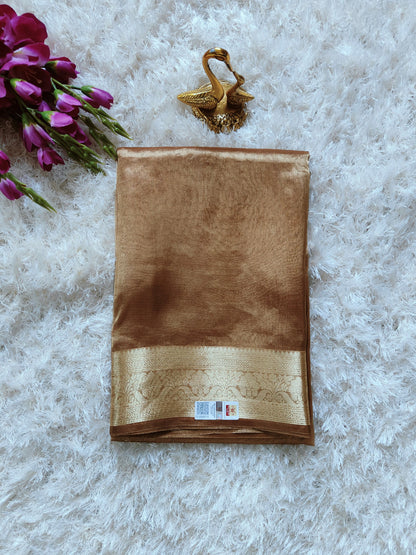 GOLD PURE TISSUE SILK SAREE WITH BORDER