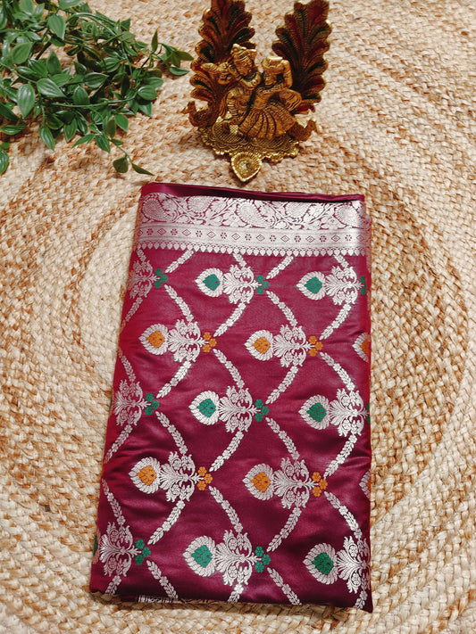 MAROON MASHRU KATAN SILK SAREE