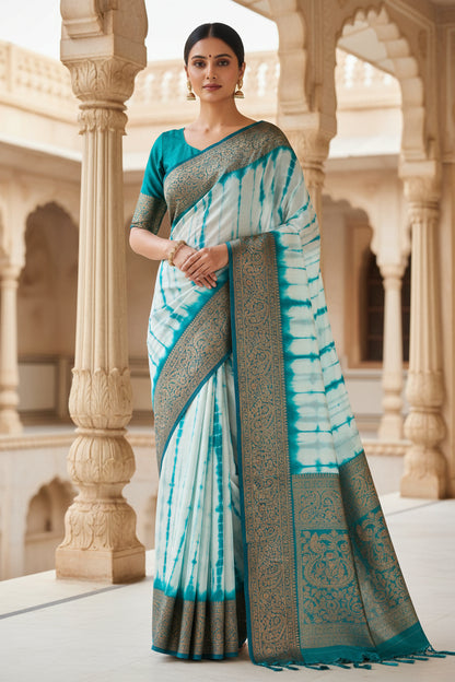 WHITE TIE DYE SAREE