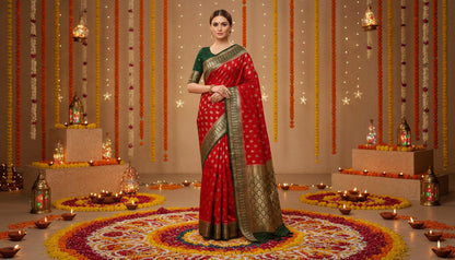 RED DUPIAN SILK SAREE