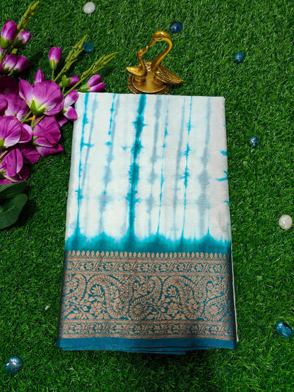 WHITE TIE DYE SAREE