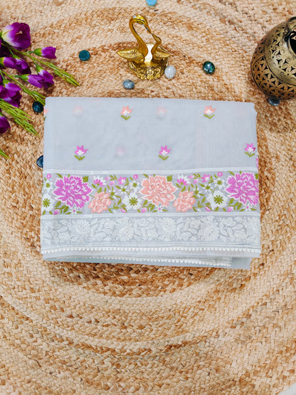 PARSI EMBROIDER ORGANZA SAREE