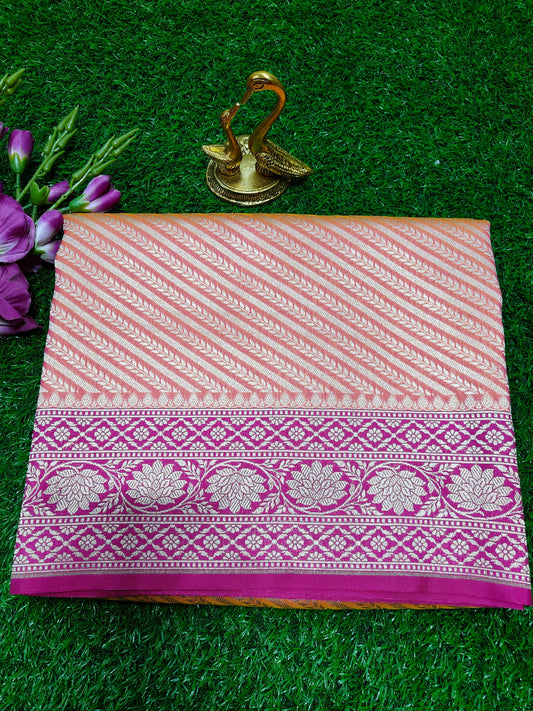 ORANGE SEMI KATAN SILK ADDA RESHAM WEAVE