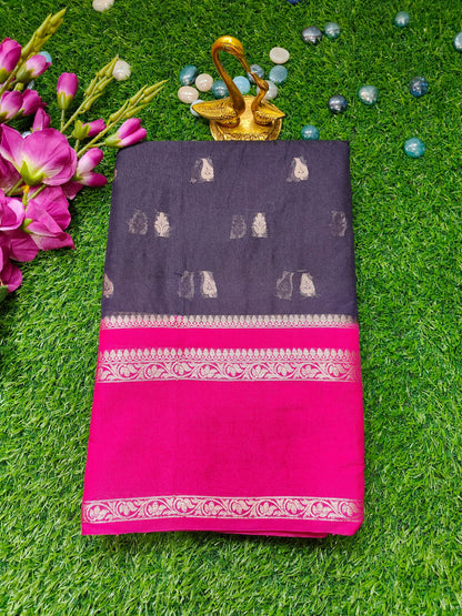 BLACK GADHWAL BORDER GAJI SILK SAREE