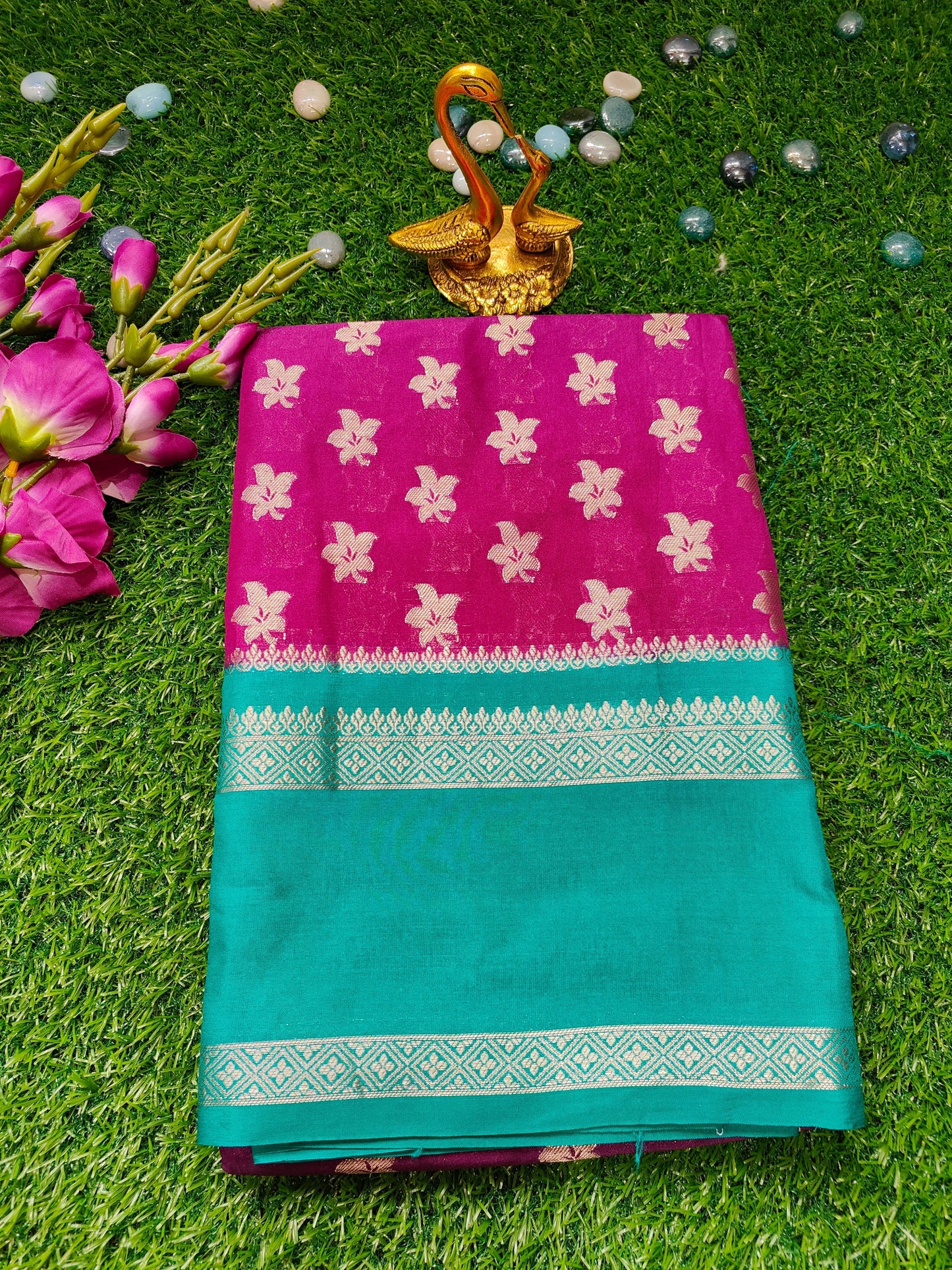 PURPLE GADHWAL BORDER GAJI SILK SAREE