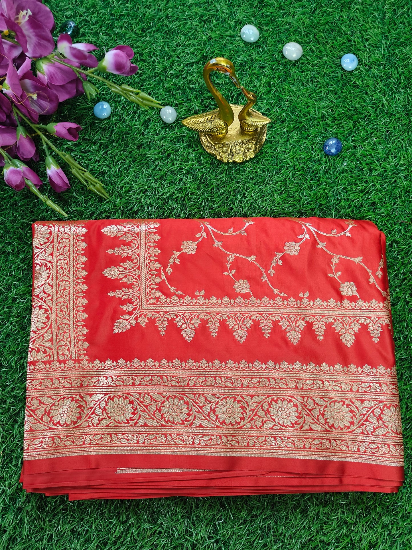 RED PURE KATAN SILK SAREE