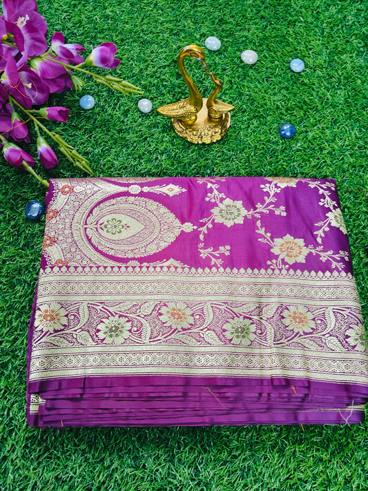 PURPLE KATAN SILK WITH MINA ZARI