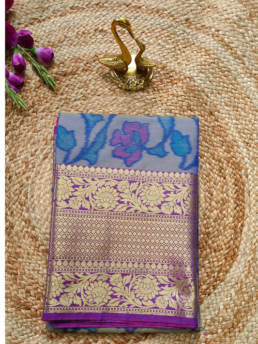 LIGHT BLUE DIGITAL WEAVING PRINT SOFT SILK SAREE