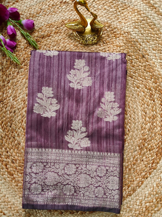 PURPLE SEMI TUSSER SILK SAREE WITH DIGITAL PRINT