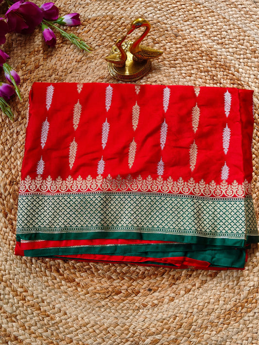 RED GAJJI SILK SAREE WITH SONA RUPA ZARI