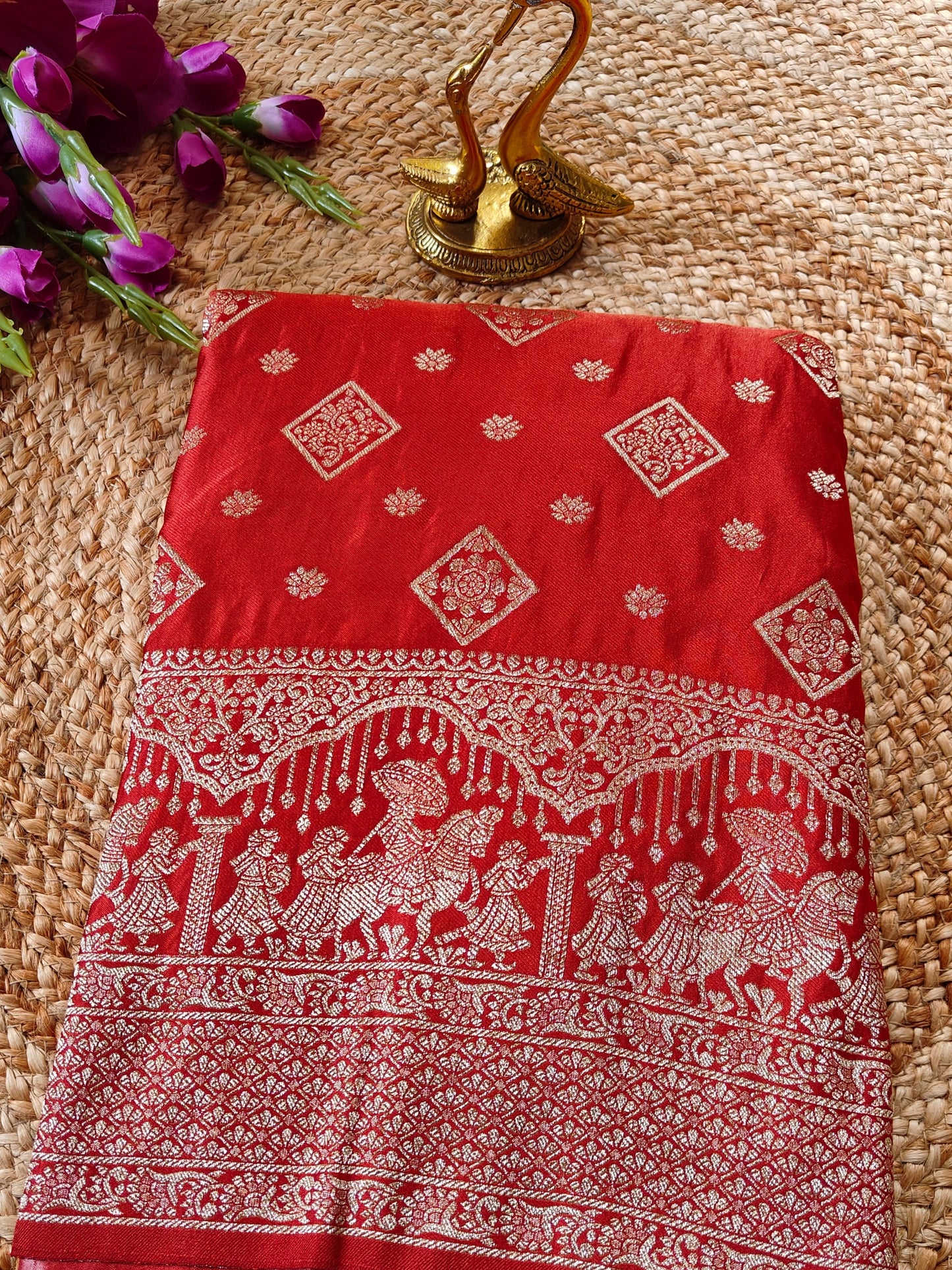 BROWN GAJJI KATAN SILK SAREE