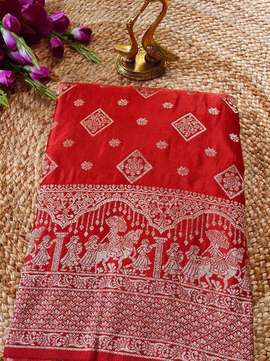 BROWN GAJJI KATAN SILK SAREE