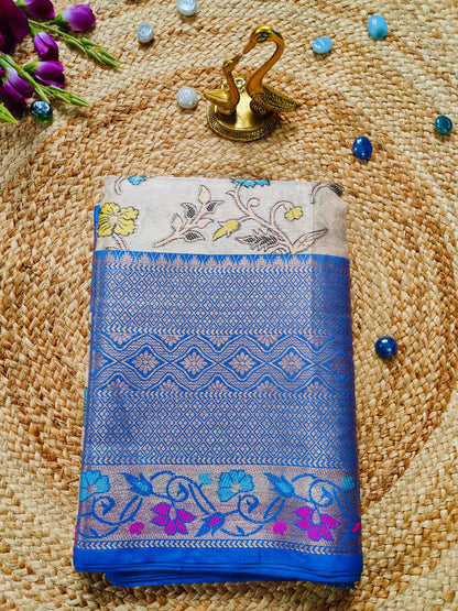 BEIGE GLASS TISSUE SILK SAREE