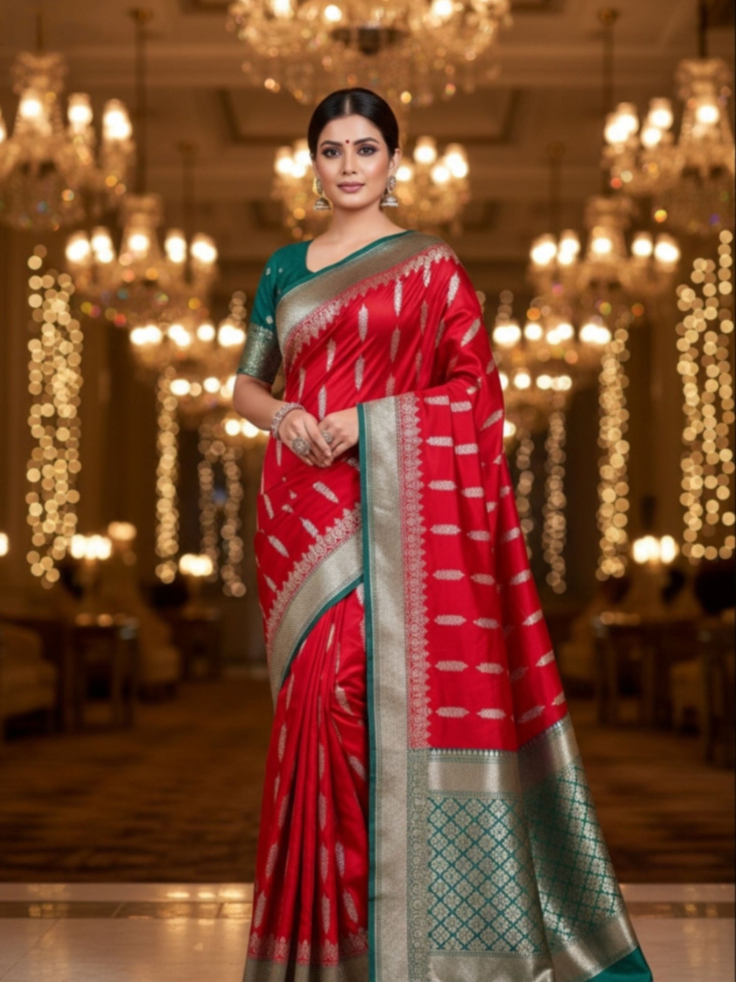 RED GAJJI SILK SAREE WITH SONA RUPA ZARI
