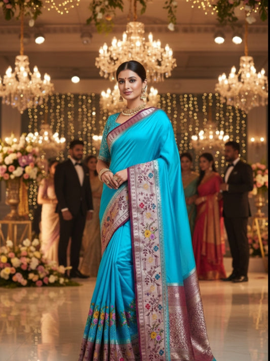 WARM SILK PAITHAINI BORDER CUT WORK SAREE