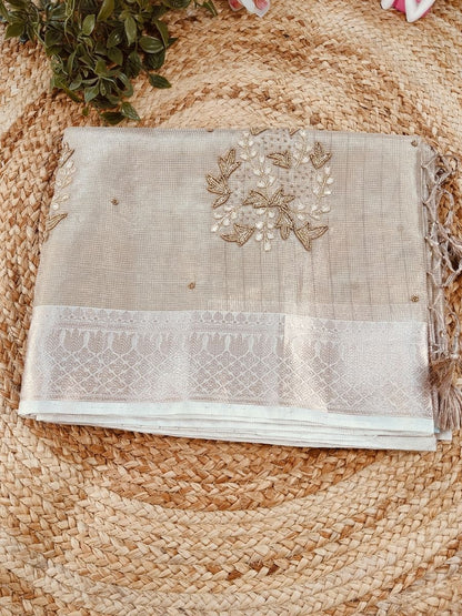 SUNEHRI CHEQUE KOTA TISSUE SAREES WITH ZARI