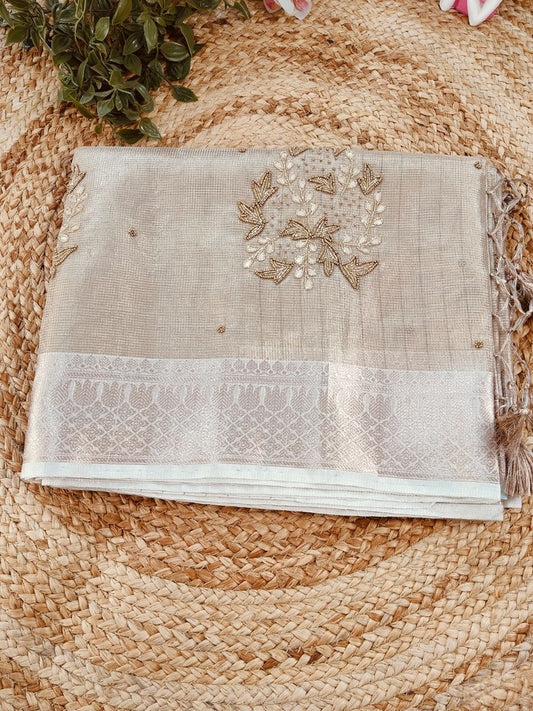 SUNEHRI CHEQUE KOTA TISSUE SAREES WITH ZARI