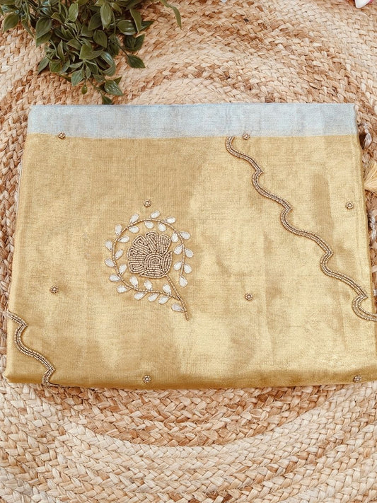 SUNEHRI LINEN TISSUE SILK SAREES with zari