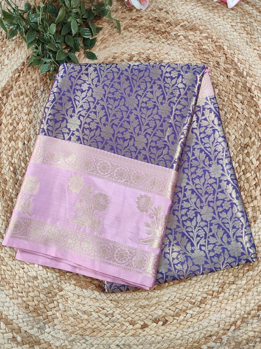 PURPLE SEMI KANCHI BORDER SAREES