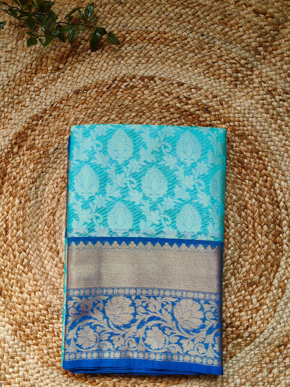 TURQUOISE SEMI KANCHI SILK SAREE