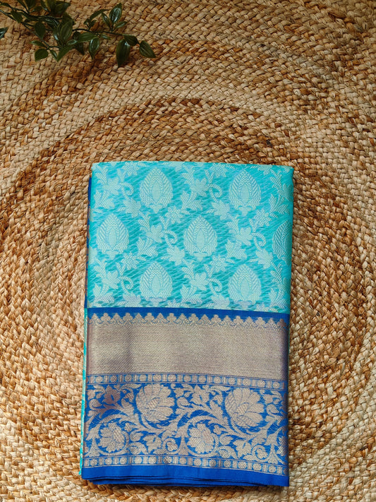 TURQUOISE SEMI KANCHI SILK SAREE