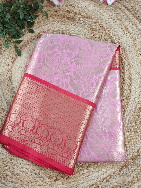 PINK SEMI KANCHI BORDER SAREES