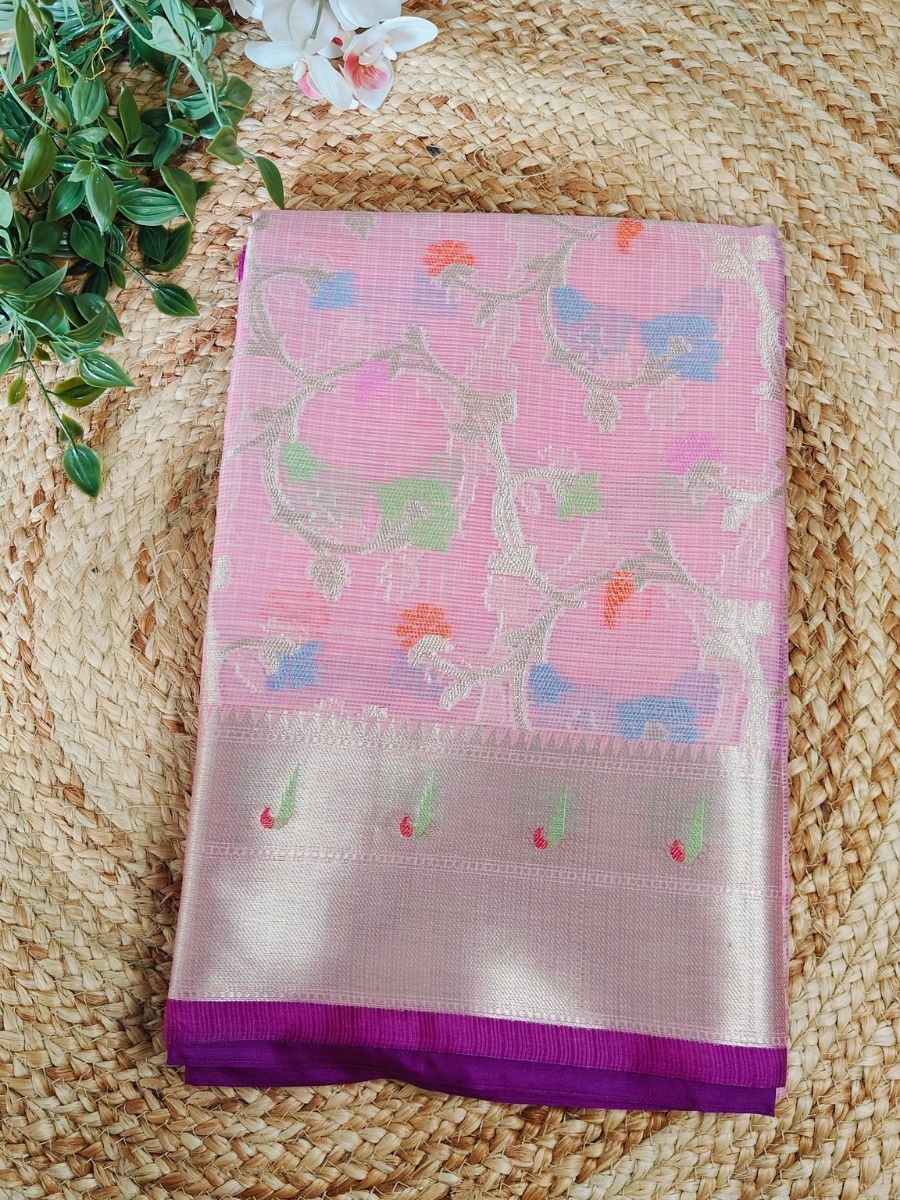 PINK PAITHANI KOTA CHEQUE SAREES