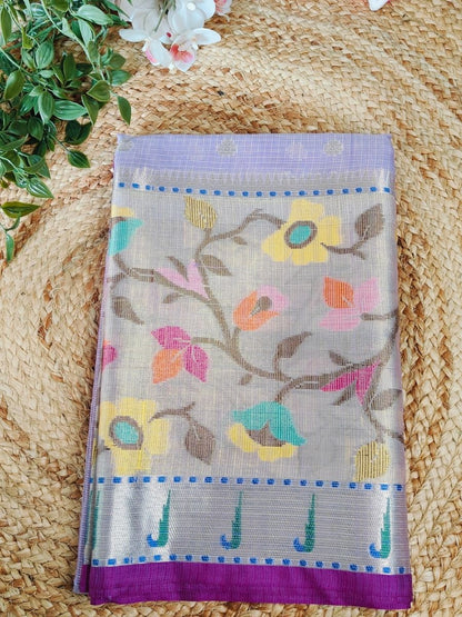 LAVENDER PAITHANI KOTA CHEQUE SAREE
